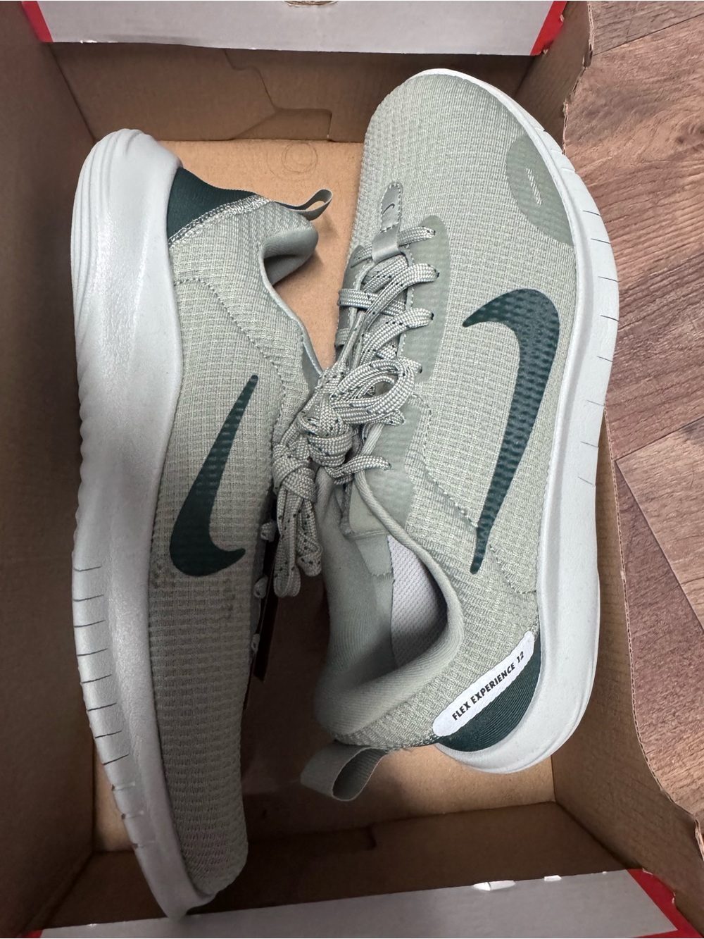 Nike Women's Flex Experience Run 12 in Sage and Dark Green - Picture 3 of 6